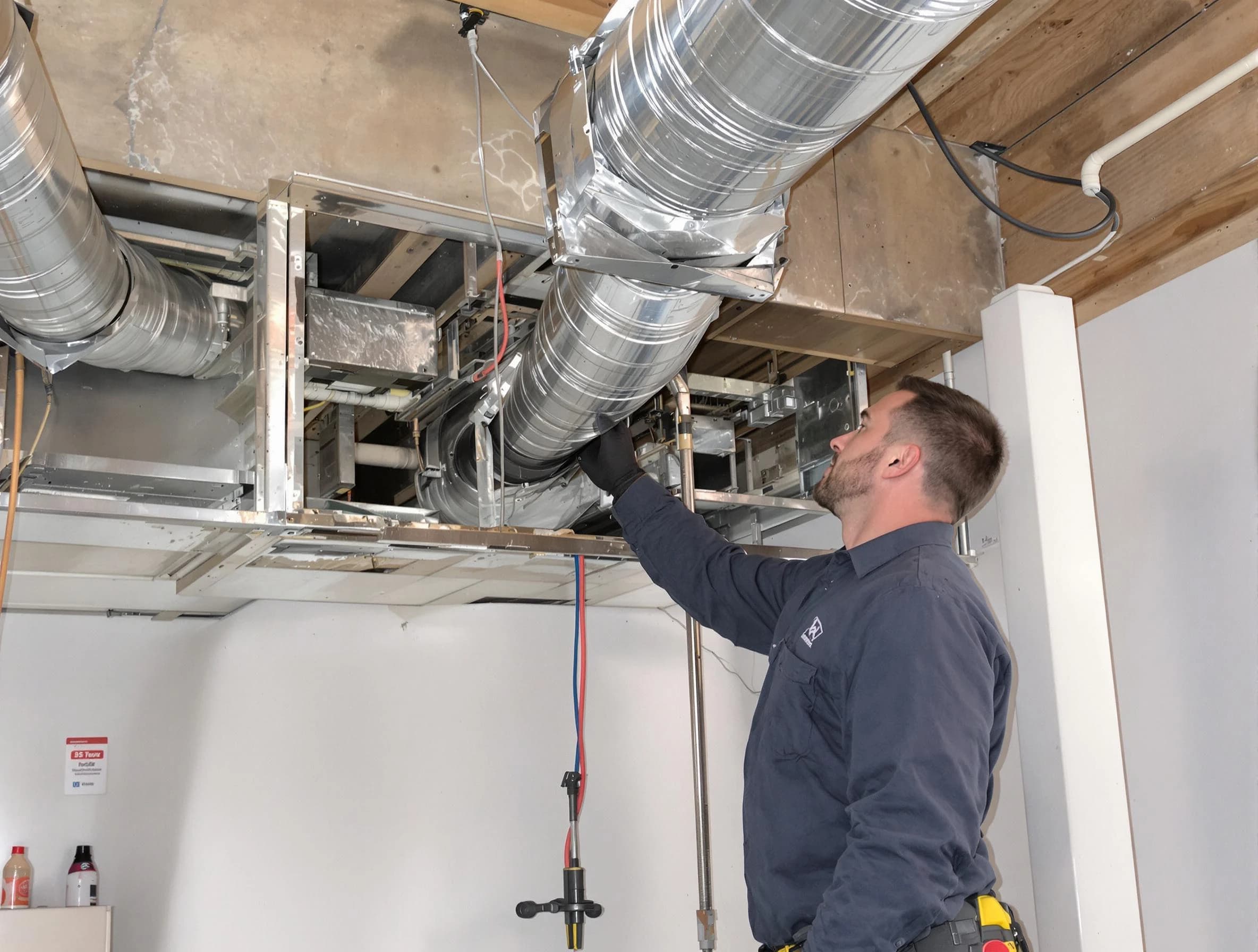 Lithia Springs Air Duct Cleaning technician performing professional air duct repair using specialized tools in Lithia Springs