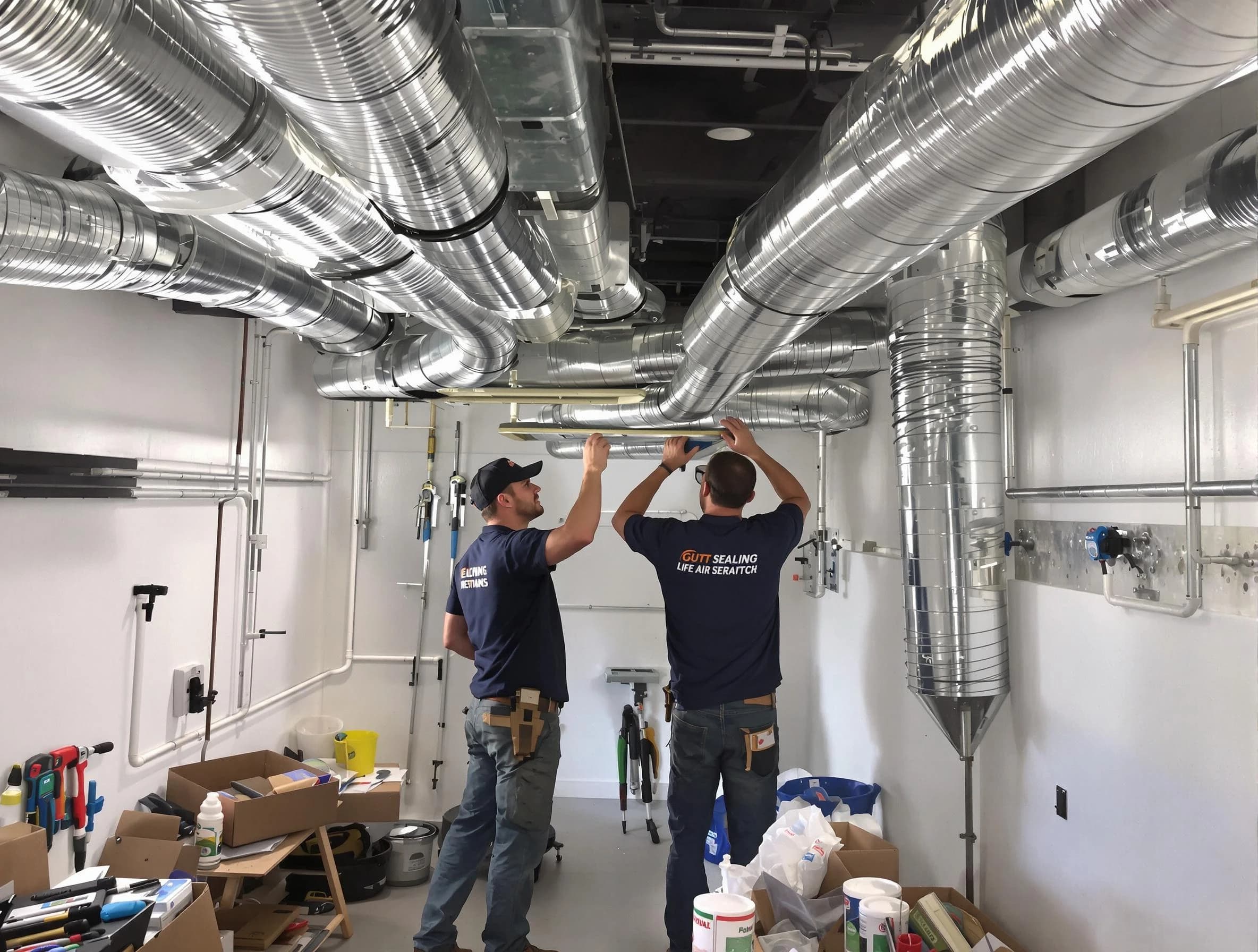 Lithia Springs Air Duct Cleaning technician applying professional duct sealing solutions in Lithia Springs