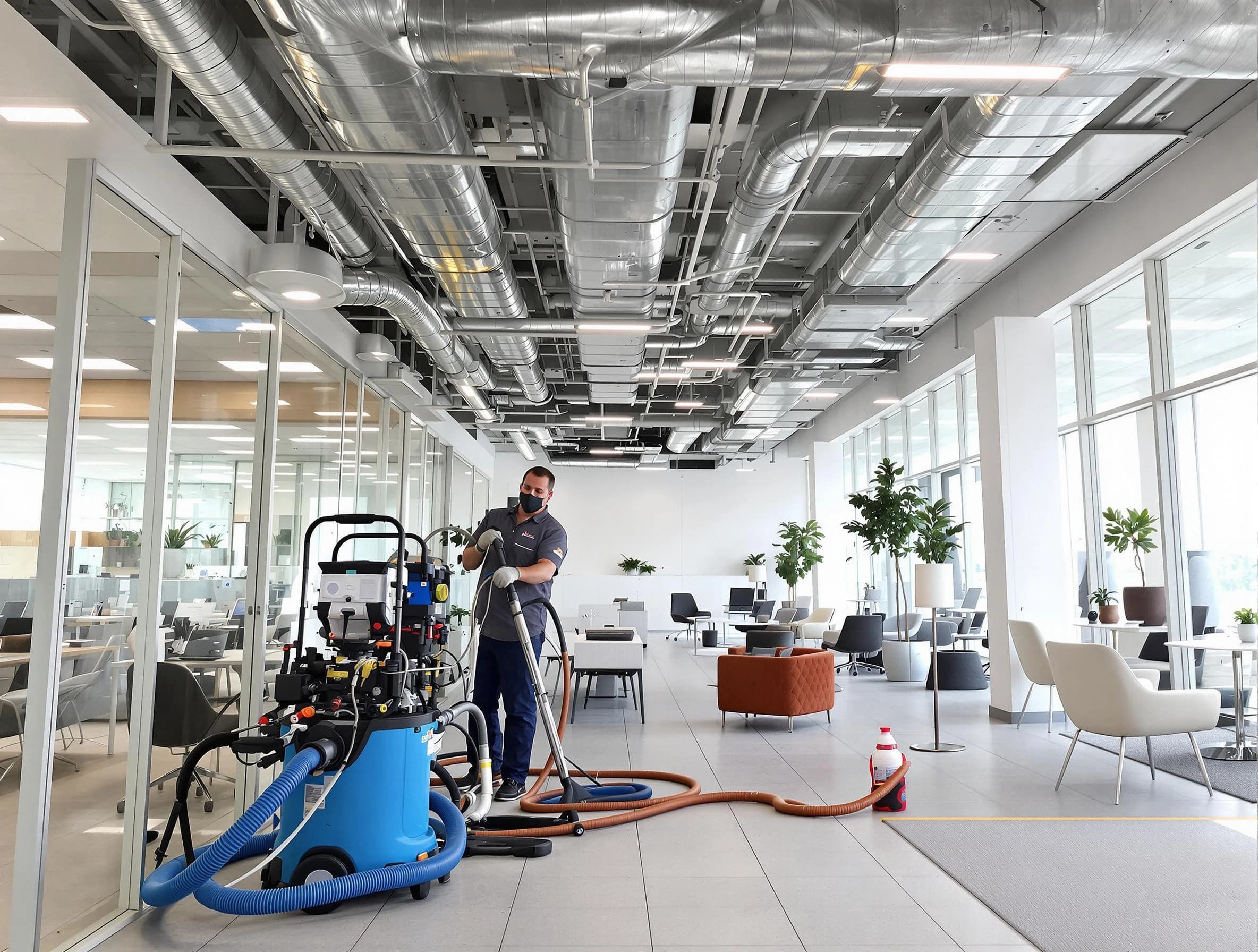 Lithia Springs Air Duct Cleaning team conducting comprehensive commercial duct cleaning at a business location in Lithia Springs