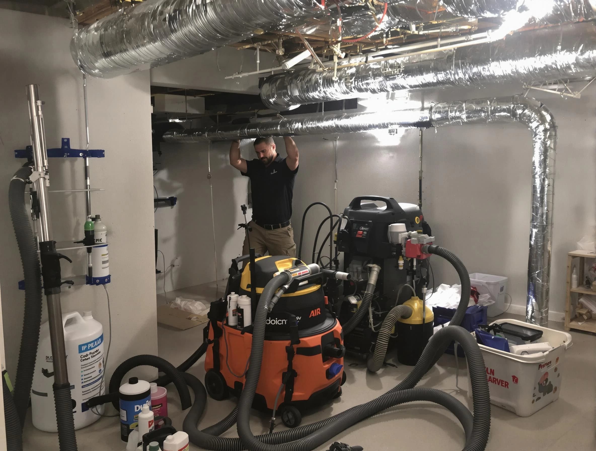 Lithia Springs Air Duct Cleaning specialist performing professional mold removal from air ducts using safety equipment in Lithia Springs