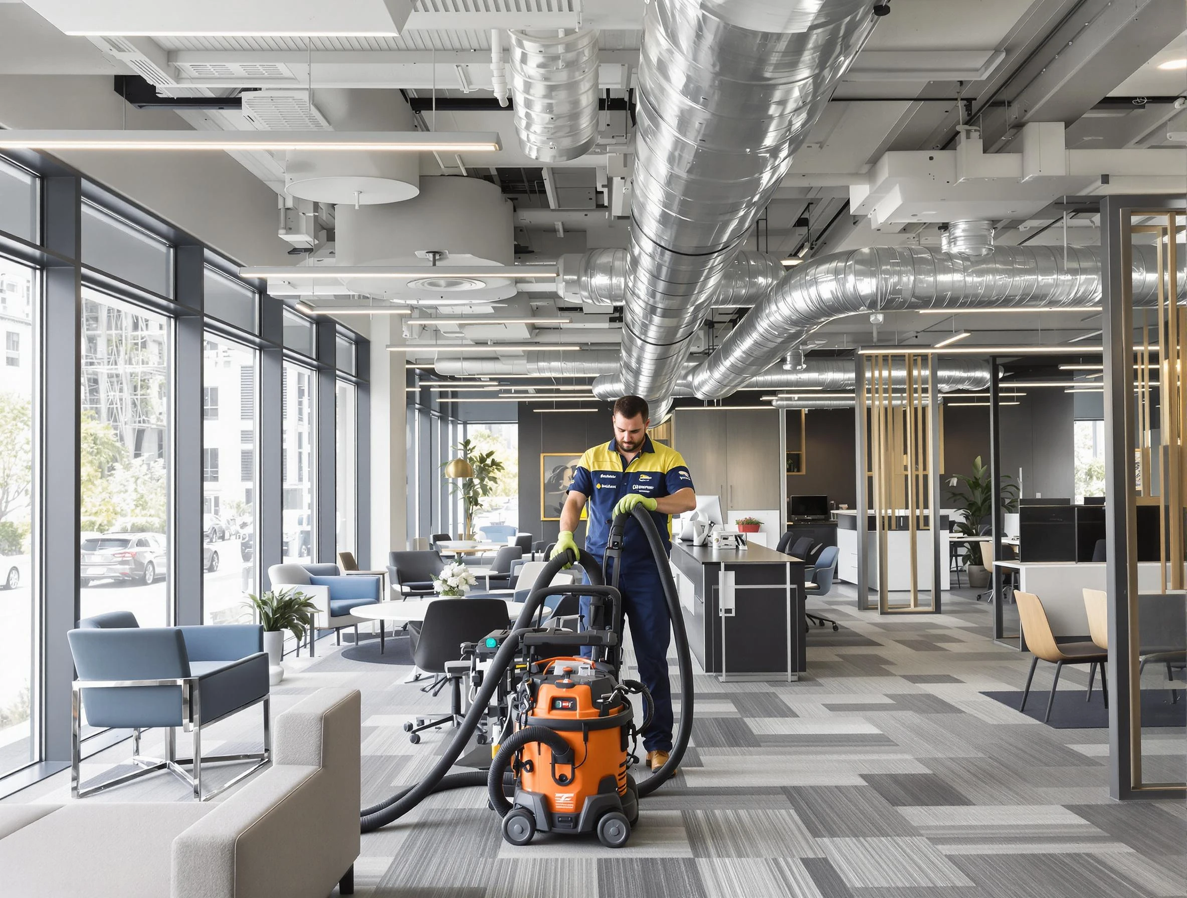 Lithia Springs Air Duct Cleaning team performing thorough commercial duct cleaning at a Lithia Springs business center